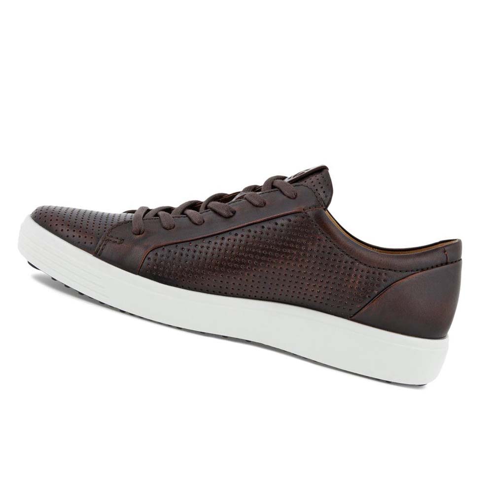 Men's Ecco Soft 7 Laced Casual Shoes Coffee | Canada 477RVD